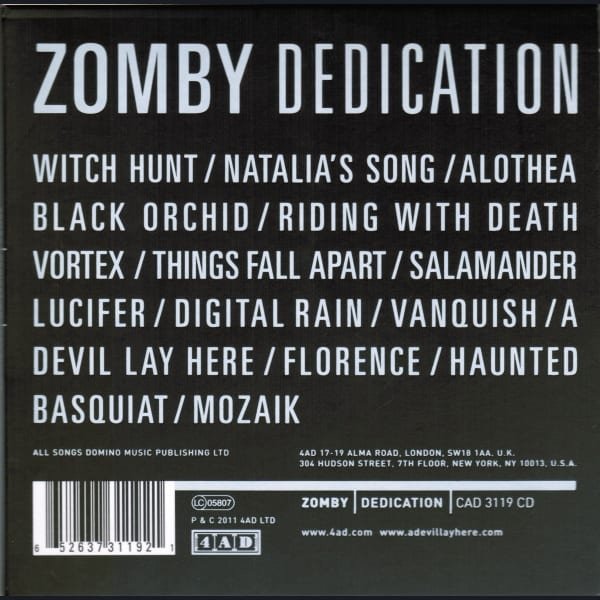 Dedication by Zomby album cover